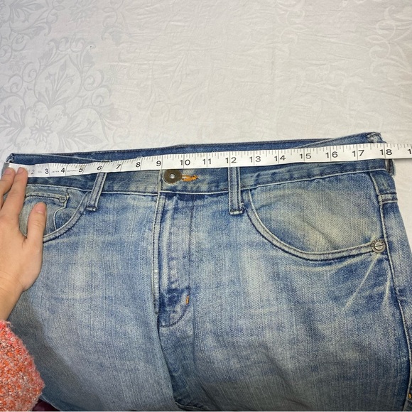 Men’s 34x30 Ring of Fire Distressed Jeans Destroyed Holey Zipper Pocket Faded - Picture 8 of 13